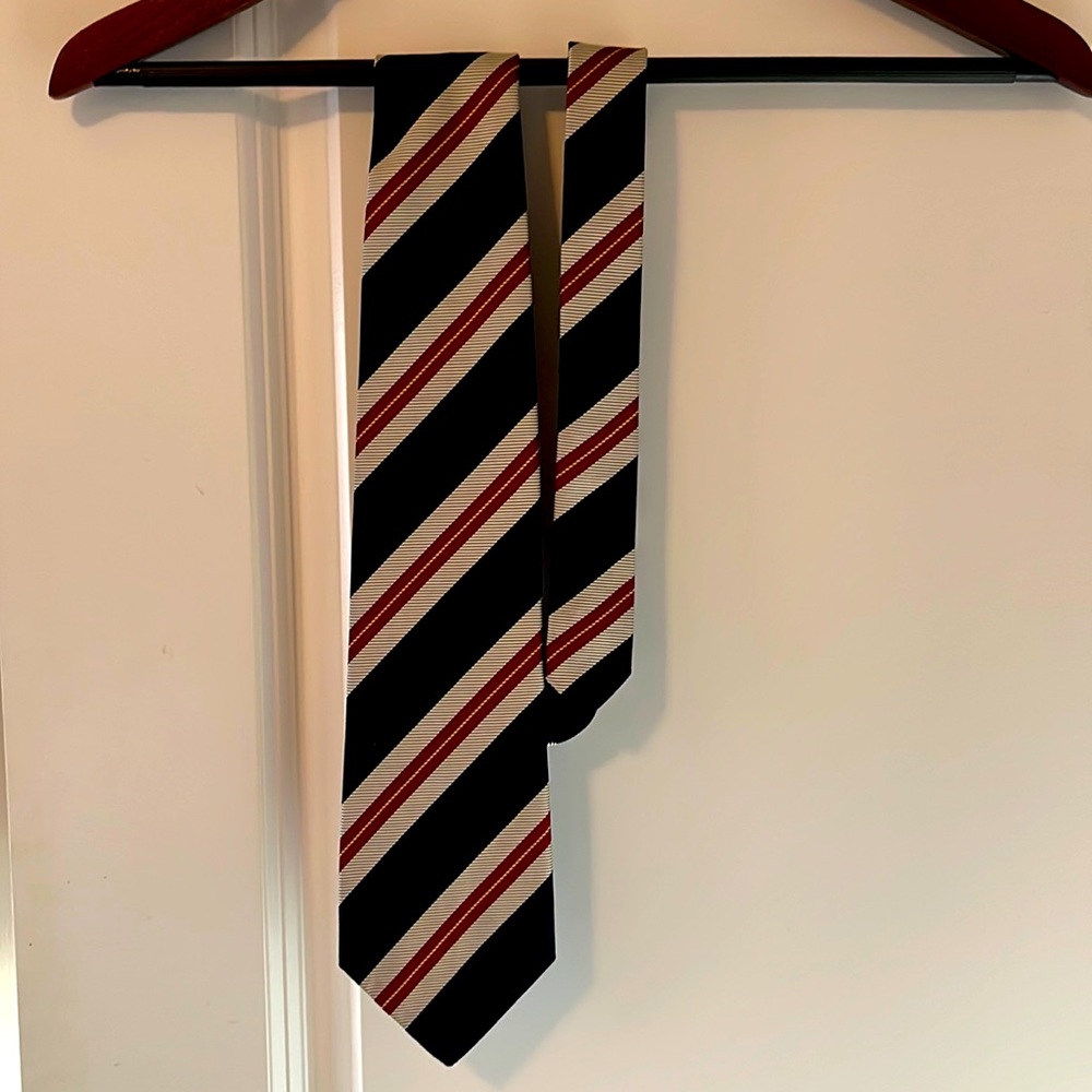 Robert Talbott for Roger Stevens navy, red, and grey tie